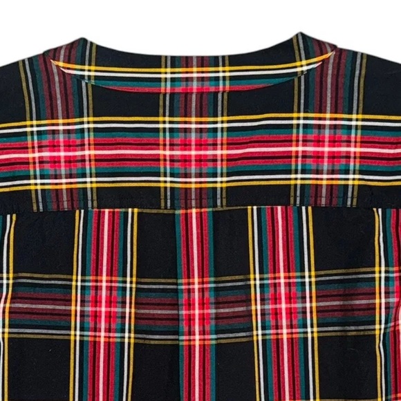 J. CREW Jeweled Button Popover Top Stewart Tartan Plaid Long Sleeve Stretch M - Picture 11 of 12